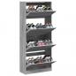 Preview: Schuhschrank mit 4 Klappen Grau Sonoma 80x34x187,5 cm