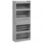 Preview: Schuhschrank mit 4 Klappen Grau Sonoma 80x34x187,5 cm