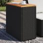 Preview: ARDEBO.de - Garten-Beistelltisch mit Holzplatte Schwarz 58x27,5x55cm Rattan