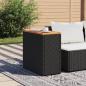 Preview: Garten-Beistelltisch mit Holzplatte Schwarz 58x27,5x55cm Rattan