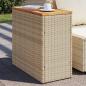 Preview: ARDEBO.de - Garten-Beistelltisch Holzplatte Beige 58x27,5x55 cm Poly Rattan