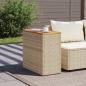 Preview: Garten-Beistelltisch Holzplatte Beige 58x27,5x55 cm Poly Rattan