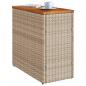 Preview: Garten-Beistelltisch Holzplatte Beige 58x27,5x55 cm Poly Rattan