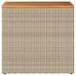 Preview: Garten-Beistelltisch Holzplatte Beige 58x27,5x55 cm Poly Rattan