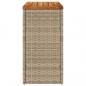 Preview: Garten-Beistelltisch Holzplatte Beige 58x27,5x55 cm Poly Rattan