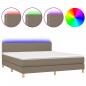 Preview: Boxspringbett mit Matratze & LED Taupe 180x200 cm Stoff