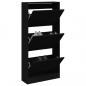 Preview: ARDEBO.de - Schuhschrank Schwarz 60x21x125,5 cm Holzwerkstoff