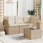 Preview: ARDEBO.de - 4-tlg. Garten-Sofagarnitur mit Kissen Beige Poly Rattan