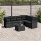 Preview: ARDEBO.de - 7-tlg. Garten-Sofagarnitur mit Kissen Schwarz Poly Rattan