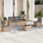 Preview: ARDEBO.de - 6-tlg. Garten-Sofagarnitur mit Kissen Beige Poly Rattan