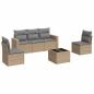 Preview: 6-tlg. Garten-Sofagarnitur mit Kissen Beige Poly Rattan