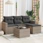 Preview: ARDEBO.de - 5-tlg. Garten-Sofagarnitur mit Kissen Grau Poly Rattan