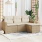 Preview: ARDEBO.de - 4-tlg. Garten-Sofagarnitur mit Kissen Beige Poly Rattan