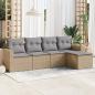 Preview: ARDEBO.de - 5-tlg. Garten-Sofagarnitur mit Kissen Beige Poly Rattan