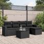 Preview: ARDEBO.de - 6-tlg. Garten-Sofagarnitur mit Kissen Schwarz Poly Rattan