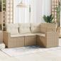 Preview: ARDEBO.de - 4-tlg. Garten-Sofagarnitur mit Kissen Beige Poly Rattan