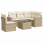 Preview: 6-tlg. Garten-Sofagarnitur mit Kissen Beige Poly Rattan