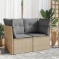 Preview: ARDEBO.de - Gartensofa mit Kissen 2-Sitzer Beige Poly Rattan