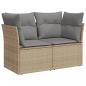 Preview: Gartensofa mit Kissen 2-Sitzer Beige Poly Rattan