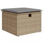 Preview: Gartenhocker mit Kissen Beige 55x55x37 cm Poly Rattan