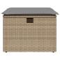 Preview: Gartenhocker mit Kissen Beige 55x55x37 cm Poly Rattan