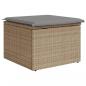 Preview: Gartenhocker mit Kissen Beige 55x55x37 cm Poly Rattan