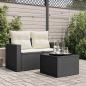 Preview: Gartentisch mit Glasplatte Schwarz 55x55x37 cm Poly Rattan