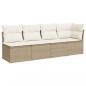 Preview: Gartensofa mit Kissen 4-Sitzer Beige Poly Rattan