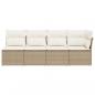 Preview: Gartensofa mit Kissen 4-Sitzer Beige Poly Rattan