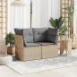 Preview: Gartensofa mit Kissen 2-Sitzer Beige Poly Rattan