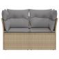 Preview: Gartensofa mit Kissen 2-Sitzer Beige Poly Rattan