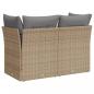 Preview: Gartensofa mit Kissen 2-Sitzer Beige Poly Rattan