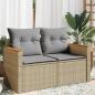 Preview: ARDEBO.de - Gartensofa mit Kissen 2-Sitzer Beige Poly Rattan