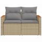 Preview: Gartensofa mit Kissen 2-Sitzer Beige Poly Rattan