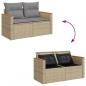 Preview: Gartensofa mit Kissen 2-Sitzer Beige Poly Rattan