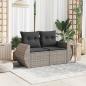 Preview: Gartensofa 2-Sitzer mit Kissen Grau Poly Rattan