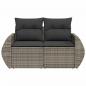 Preview: Gartensofa 2-Sitzer mit Kissen Grau Poly Rattan