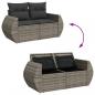 Preview: Gartensofa 2-Sitzer mit Kissen Grau Poly Rattan