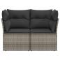 Preview: Gartensofa 2-Sitzer mit Kissen Grau Poly Rattan