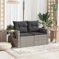 Preview: Gartensofa 2-Sitzer mit Kissen Grau Poly Rattan