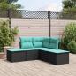 Preview: ARDEBO.de - 5-tlg. Garten-Sofagarnitur mit Kissen Schwarz Poly Rattan