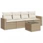 Preview: 5-tlg. Garten-Sofagarnitur mit Kissen Beige Poly Rattan