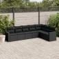 Preview: ARDEBO.de - 7-tlg. Garten-Sofagarnitur mit Kissen Schwarz Poly Rattan