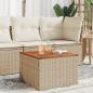 Preview: ARDEBO.de - Gartentisch Beige 55x55x37 cm Poly Rattan und Akazienholz