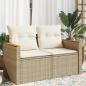 Preview: ARDEBO.de - Gartensofa mit Kissen 2-Sitzer Beige Poly Rattan