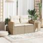 Preview: Gartensofa mit Kissen 2-Sitzer Beige Poly Rattan