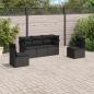 Preview: ARDEBO.de - 5-tlg. Garten-Sofagarnitur mit Kissen Schwarz Poly Rattan