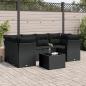 Preview: ARDEBO.de - 7-tlg. Garten-Sofagarnitur mit Kissen Schwarz Poly Rattan