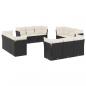 Preview: 12-tlg. Garten-Sofagarnitur mit Kissen Schwarz Poly Rattan