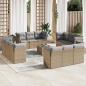 Preview: ARDEBO.de - 13-tlg. Garten-Sofagarnitur mit Kissen Beige Poly Rattan